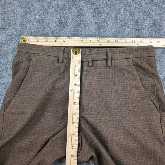 BRIGLIA 1949 Men Slim Fit Trousers Brown Plaid Made in Italy Size 32 Dress Pants - Picture 3 of 10